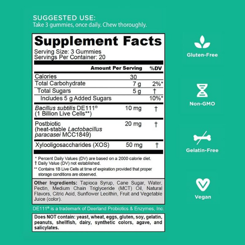 Vibeora Probiotic Gummies | 3-in-1 Prebiotic, Probiotic & Postbiotic Support