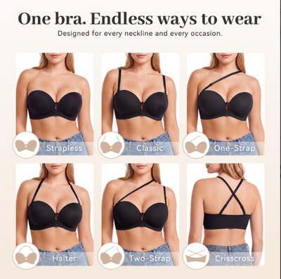 VIBEORA Womens Strapless Push Up Lift Bra