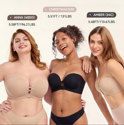 VIBEORA Womens Strapless Push Up Lift Bra